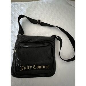 Juicy Couture Embossed Crossbody Bag Black Star Bag Charms Golden Hardware Shiny